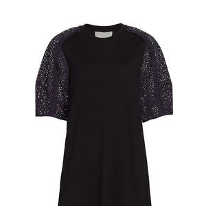 3.1 Philip Lim Eyelet Puff-sleeve Minidress In Black Midnight